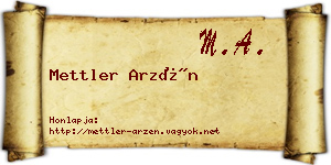 Mettler Arzén névjegykártya